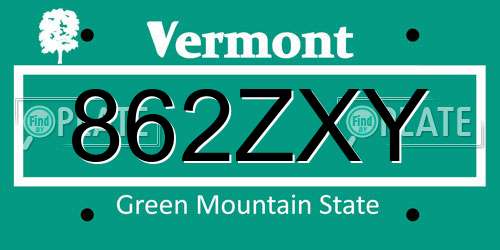 862ZXY Vermont License Plate