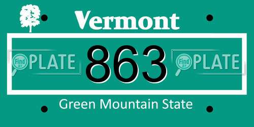 863 Vermont License Plate