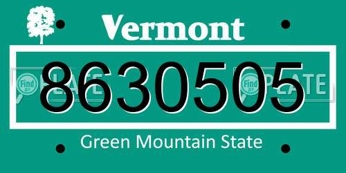 8630505 Vermont License Plate
