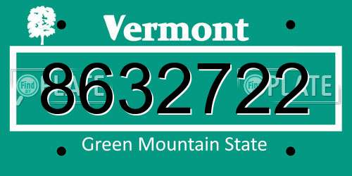 8632722 Vermont License Plate