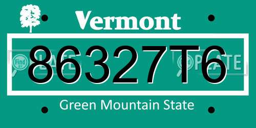 86327T6 Vermont License Plate