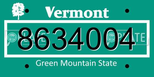 8634004 Vermont License Plate
