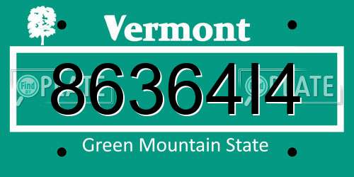 86364I4 Vermont License Plate