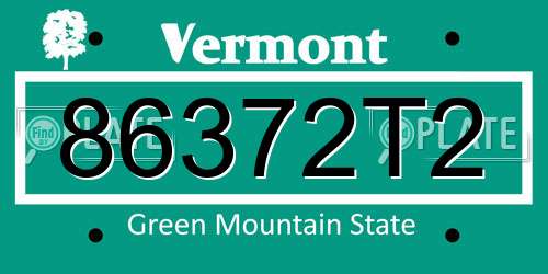86372T2 Vermont License Plate