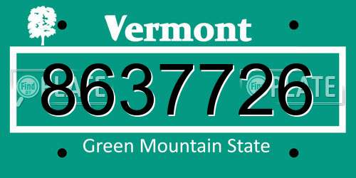 8637726 Vermont License Plate