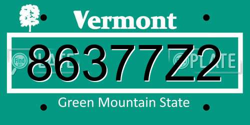 86377Z2 Vermont License Plate