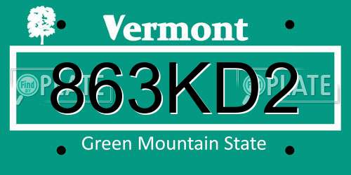 863KD2 Vermont License Plate
