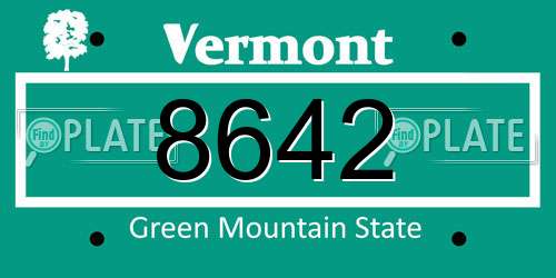 8642 Vermont License Plate