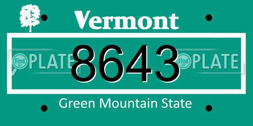 8643 Vermont License Plate