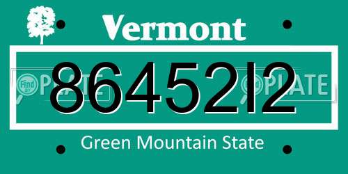 86452I2 Vermont License Plate