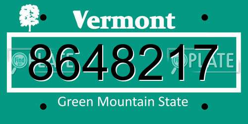 8648217 Vermont License Plate