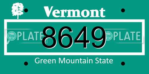 8649 Vermont License Plate