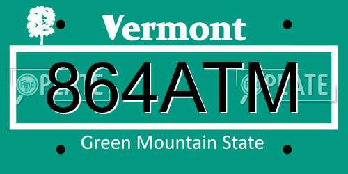 864ATM Vermont License Plate