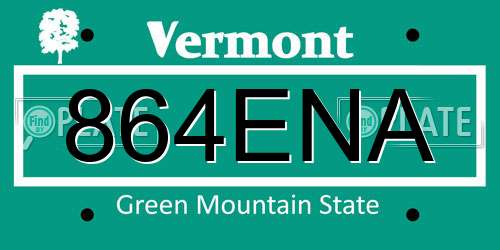 864ENA Vermont License Plate