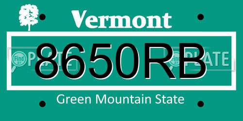 8650RB Vermont License Plate
