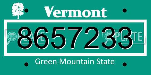 8657233 Vermont License Plate
