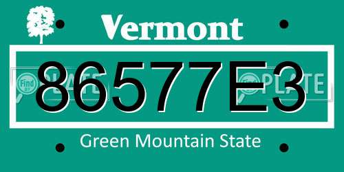 86577E3 Vermont License Plate