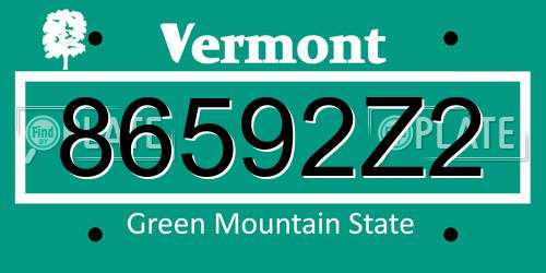 86592Z2 Vermont License Plate