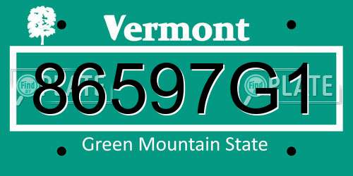 86597G1 Vermont License Plate