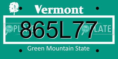 865L77 Vermont License Plate