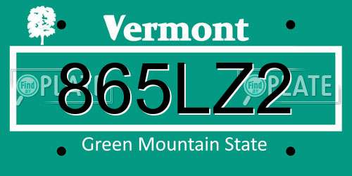 865LZ2 Vermont License Plate