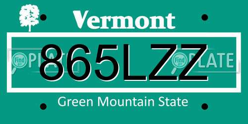 865LZZ Vermont License Plate