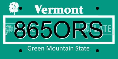 865ORS Vermont License Plate