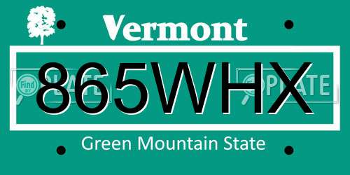 865WHX Vermont License Plate