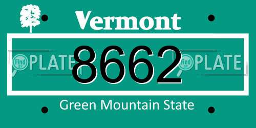8662 Vermont License Plate