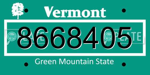 8668405 Vermont License Plate