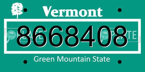 8668408 Vermont License Plate
