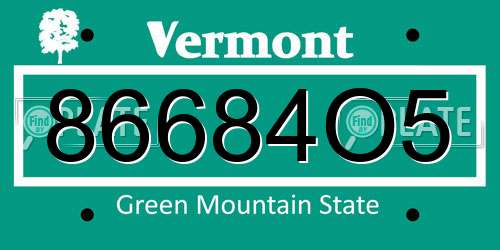 86684O5 Vermont License Plate