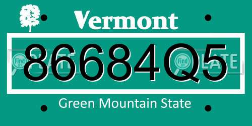 86684Q5 Vermont License Plate