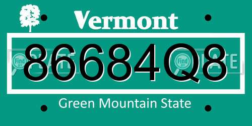 86684Q8 Vermont License Plate