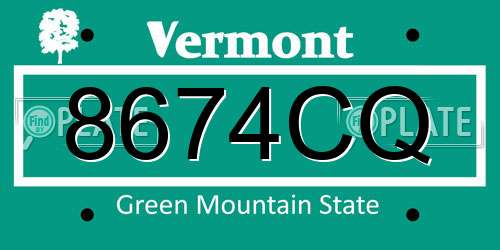 8674CQ Vermont License Plate