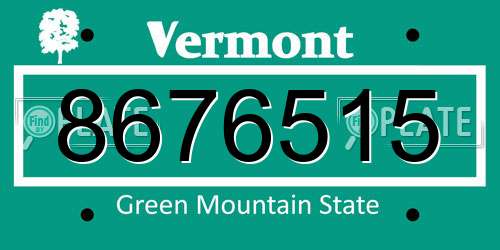 8676515 Vermont License Plate