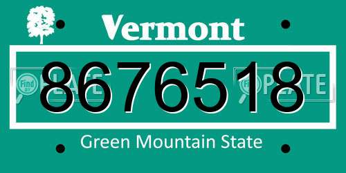 8676518 Vermont License Plate
