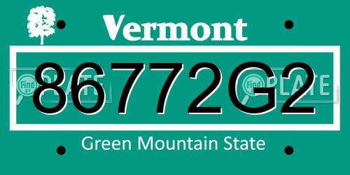 86772G2 Vermont License Plate