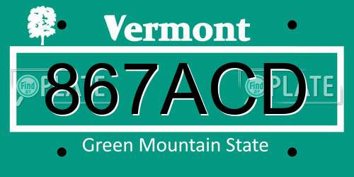 867ACD Vermont License Plate