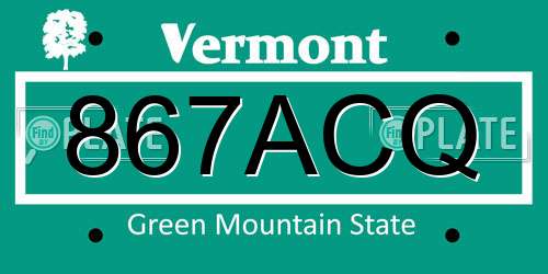 867ACQ Vermont License Plate