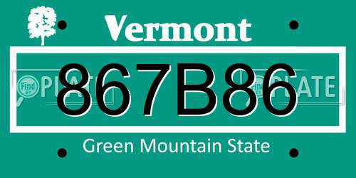 867B86 Vermont License Plate