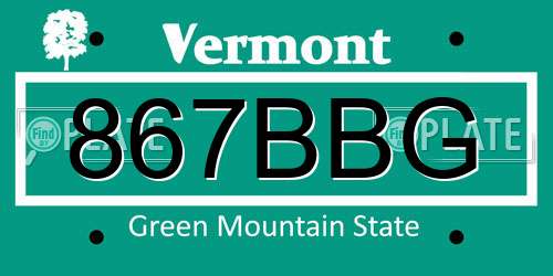 867BBG Vermont License Plate