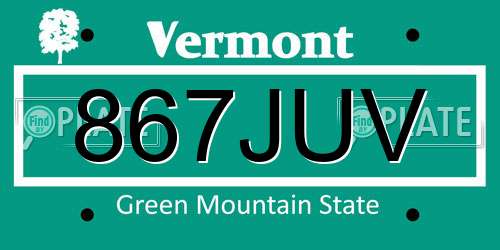 867JUV Vermont License Plate