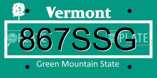 867SSG Vermont License Plate