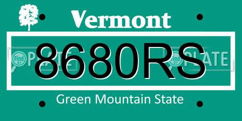 8680RS Vermont License Plate