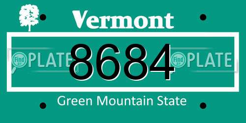 8684 Vermont License Plate