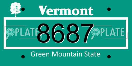 8687 Vermont License Plate