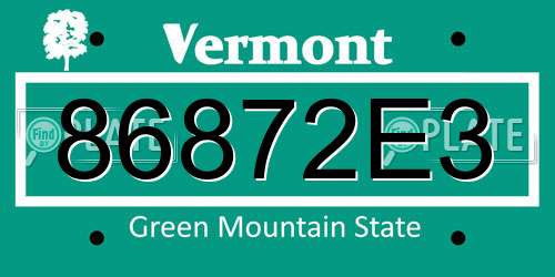 86872E3 Vermont License Plate