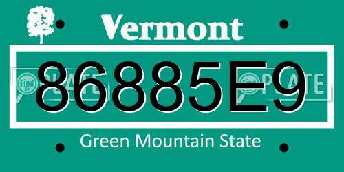 86885E9 Vermont License Plate