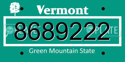 8689222 Vermont License Plate